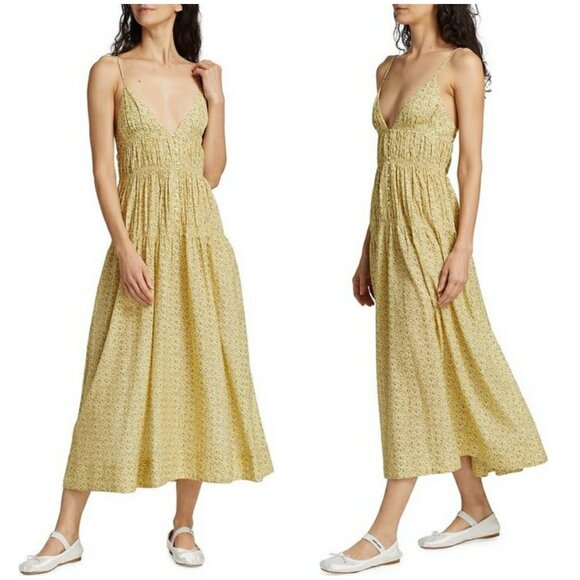 💕DOEN💕 Irina Dress ~ Moonflower Floral Print Yellow Small S NWT - Picture 7 of 16